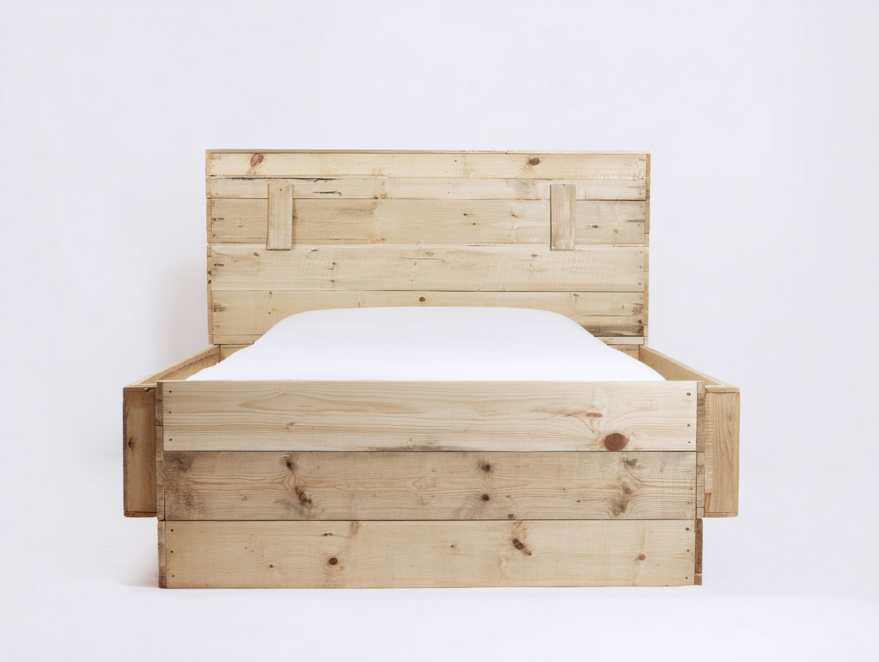 Double Bed solid wood 200x160x95 cm - natural wood - rustic bedroom furniture-Havengetden