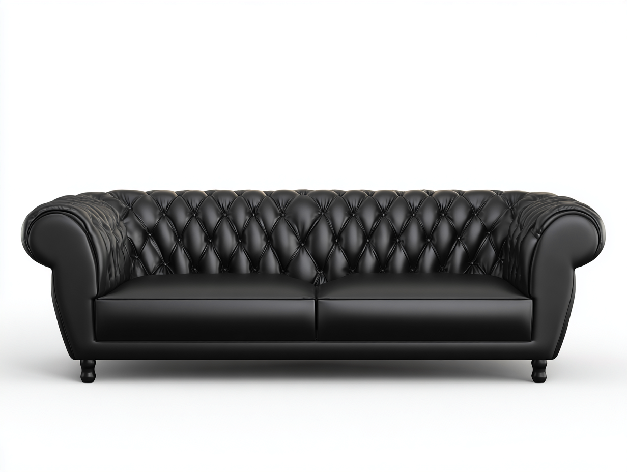 3 Seater Sofas leather upholstered sofa 220x95x80 cm - black - classic style-Havengetden