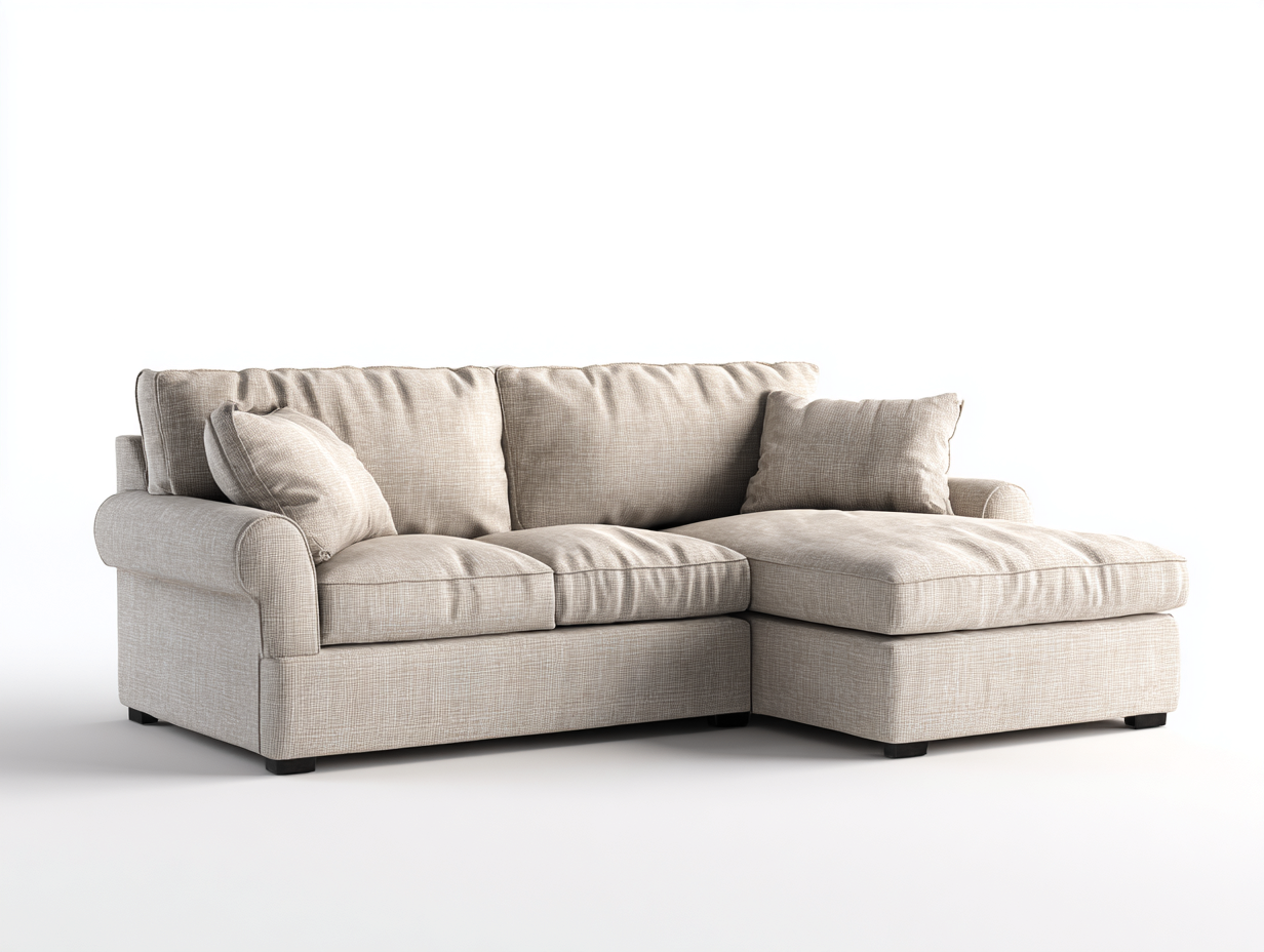 Corner Sofa Fabric 245x160x85 cm - Beige - Seating for Living Room-Havengetden