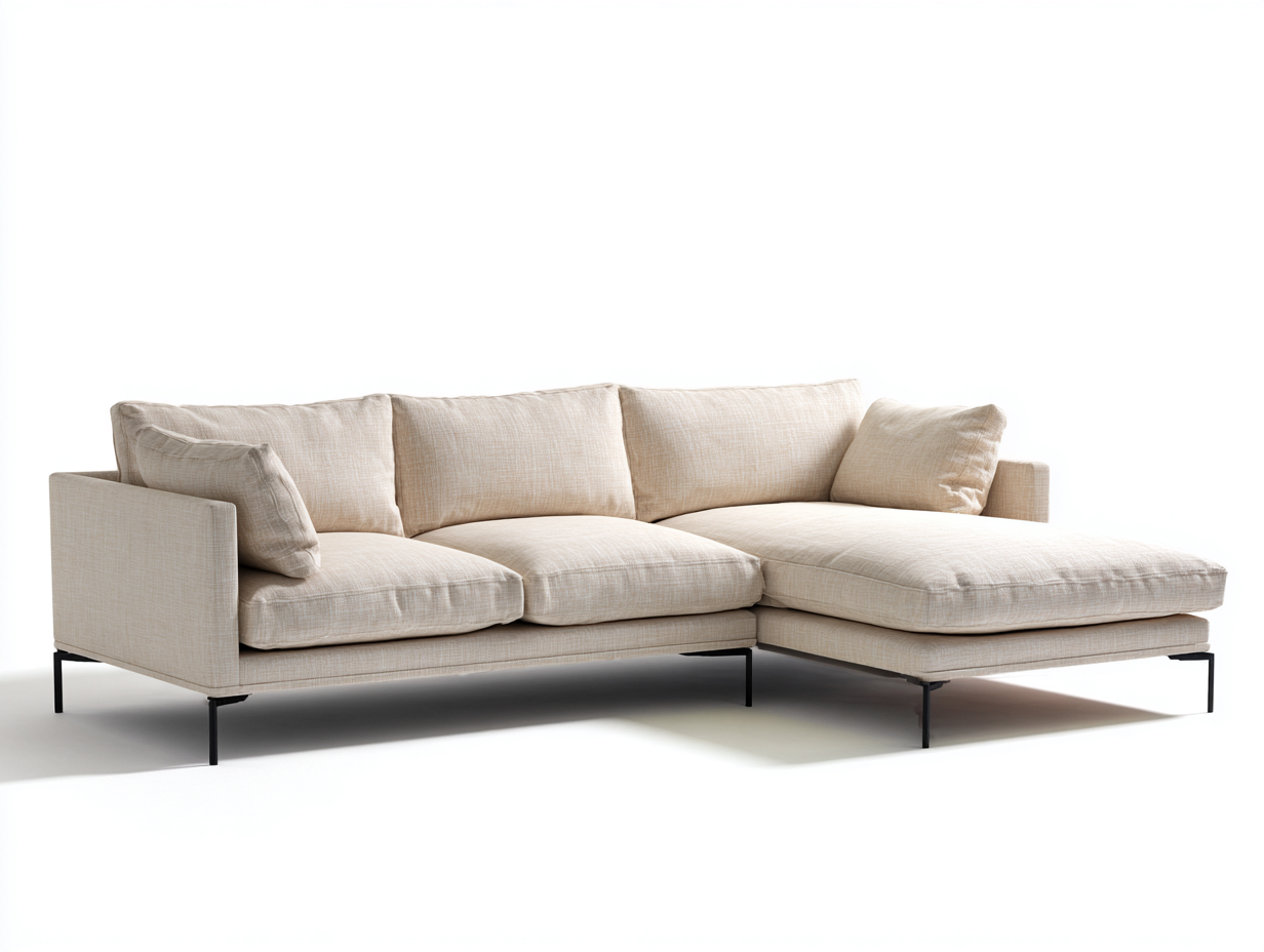 Corner Sofa Fabric Upholstery 260x170x85 cm - Beige - Modern Living Room Design-Havengetden