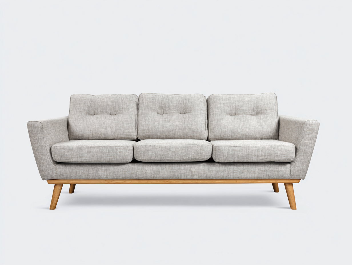3 Seater Sofas fabric upholstered sofa 210x90x85 cm - light grey - modern style-Havengetden