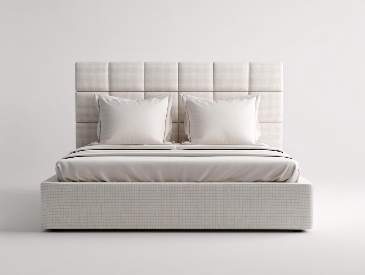 Double Bed Upholstered Fabric 200x180x110 cm - Beige - Modern Design-Havengetden