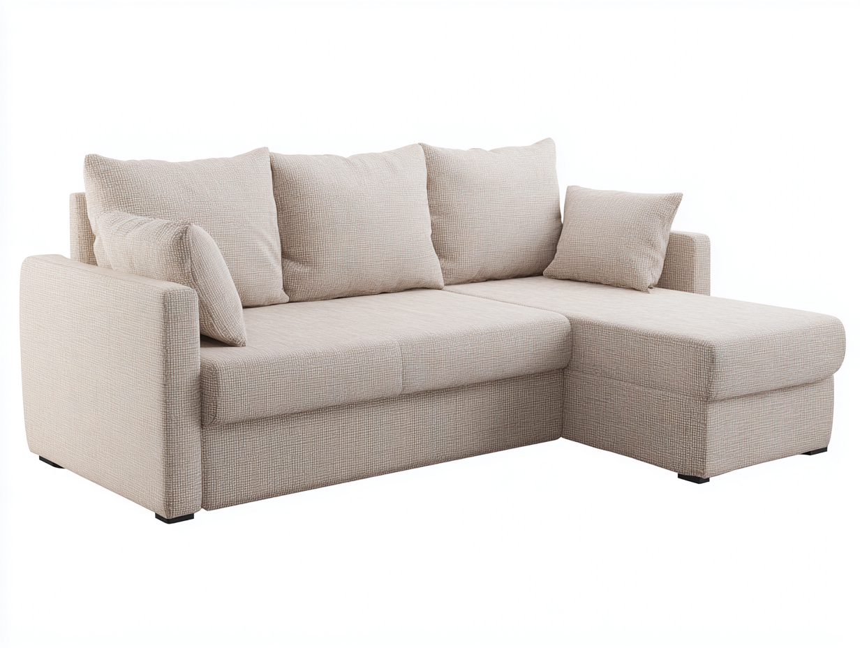 Corner Sofa fabric upholstered sectional sofa 250x160x80 cm - beige - modern living room seating-Havengetden