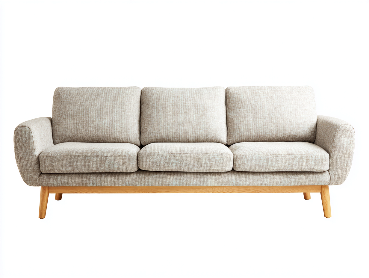 3 Seater Sofas fabric upholstered sofa 210x85x80 cm - beige - modern living room seating-Havengetden