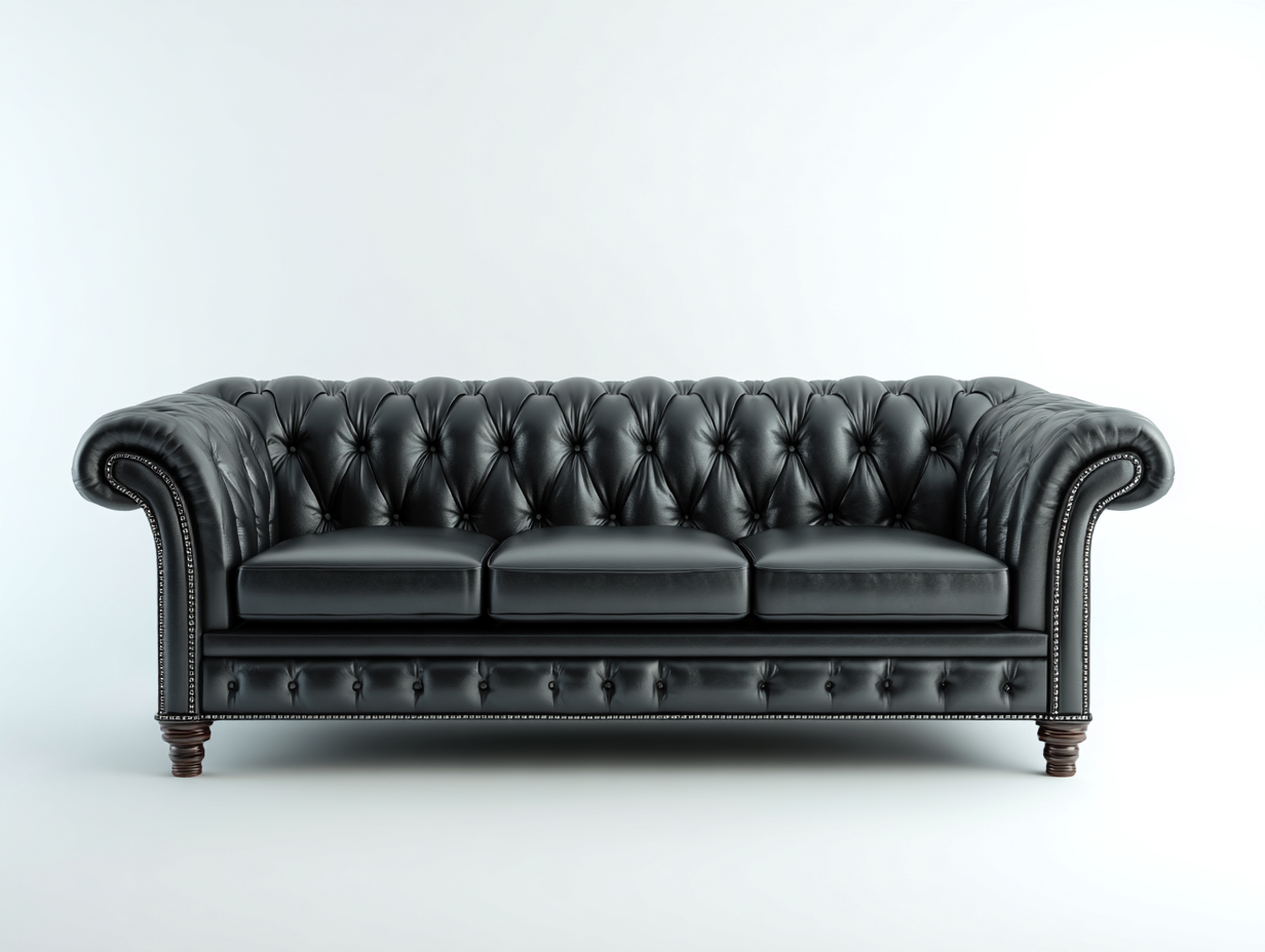 3 Seater Sofa genuine leather upholstery 225x92x78 cm - black - classic Chesterfield design-Havengetden
