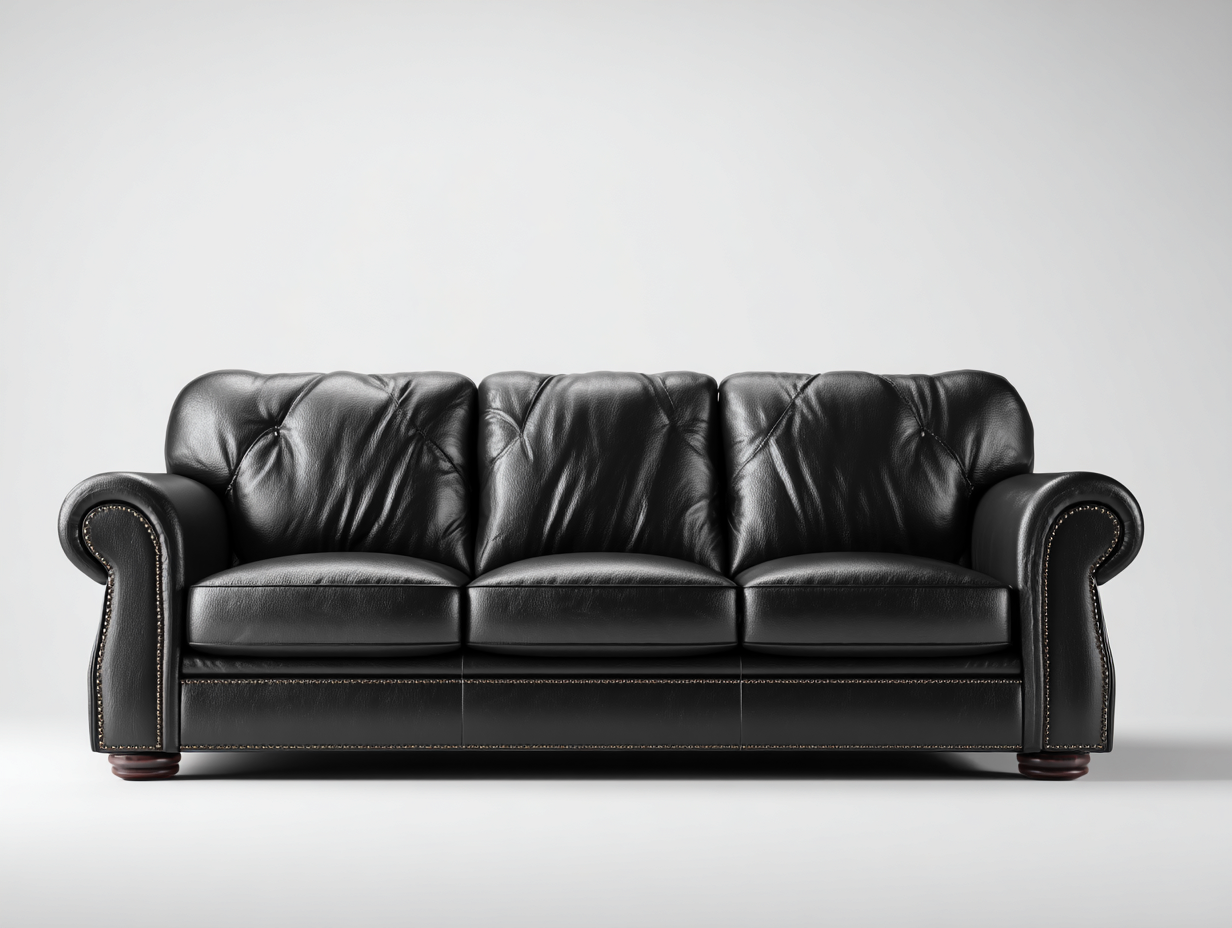 3 Seater Sofas Genuine Leather 210x90x85 cm - Black - Classic Living Room Design-Havengetden