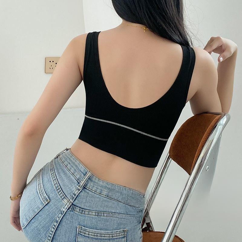 【自備胸墊】一體成型無鋼圈吊帶背心