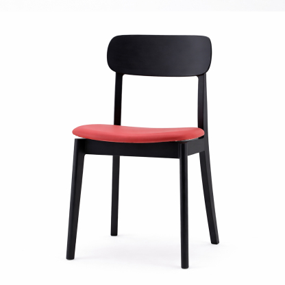 無垢材ダイニングチェア（アッシュ材・本革風クッション）