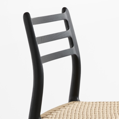 北欧ミッドセンチュリー ホワイトアッシュ 籐編みダイニングチェア ブラック
