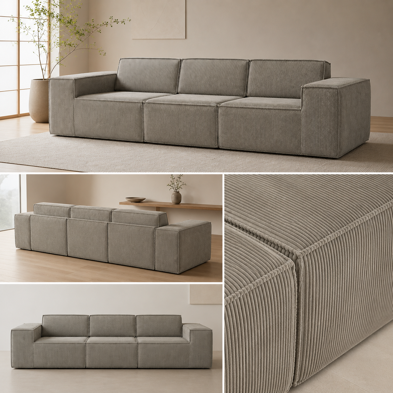 CloudNest コーデュロイ4人掛けモジュールソファ