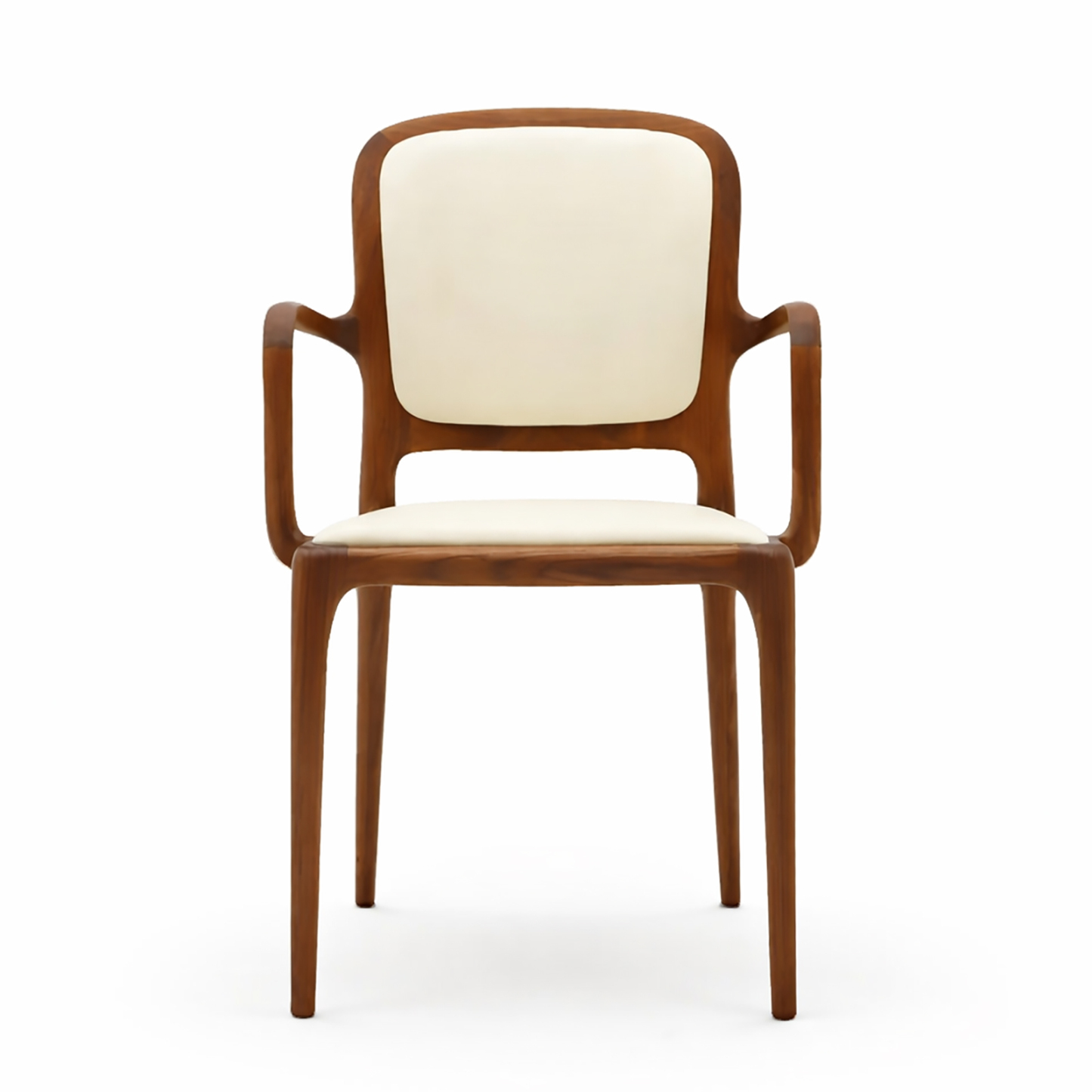 ブラックウォールナット天然木チェア アーム付き 快適クッション 北欧・和モダン対応