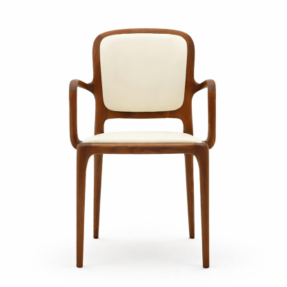 ブラックウォールナット天然木チェア アーム付き 快適クッション 北欧・和モダン対応