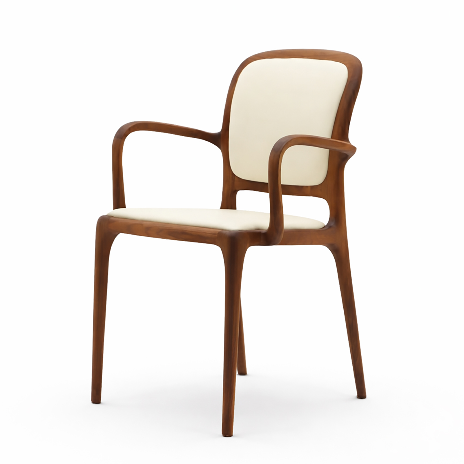 ブラックウォールナット天然木チェア アーム付き 快適クッション 北欧・和モダン対応