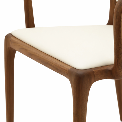 ブラックウォールナット天然木チェア アーム付き 快適クッション 北欧・和モダン対応