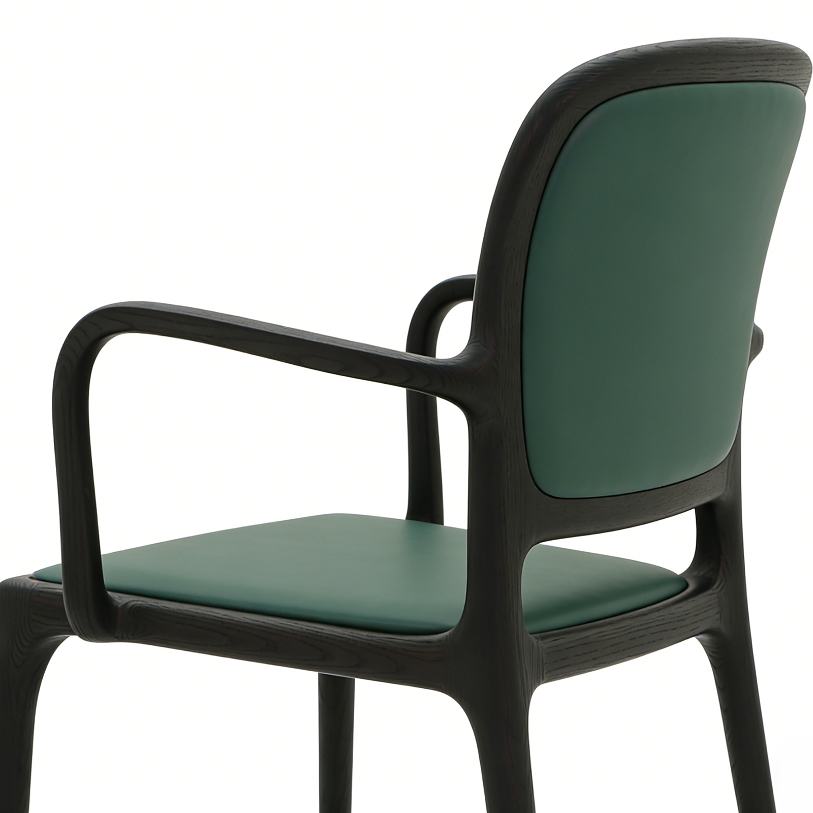 ブラックアッシュ無垢材 アームチェア｜マットブラック仕上げ・クッション座面・上質なデザインチェア