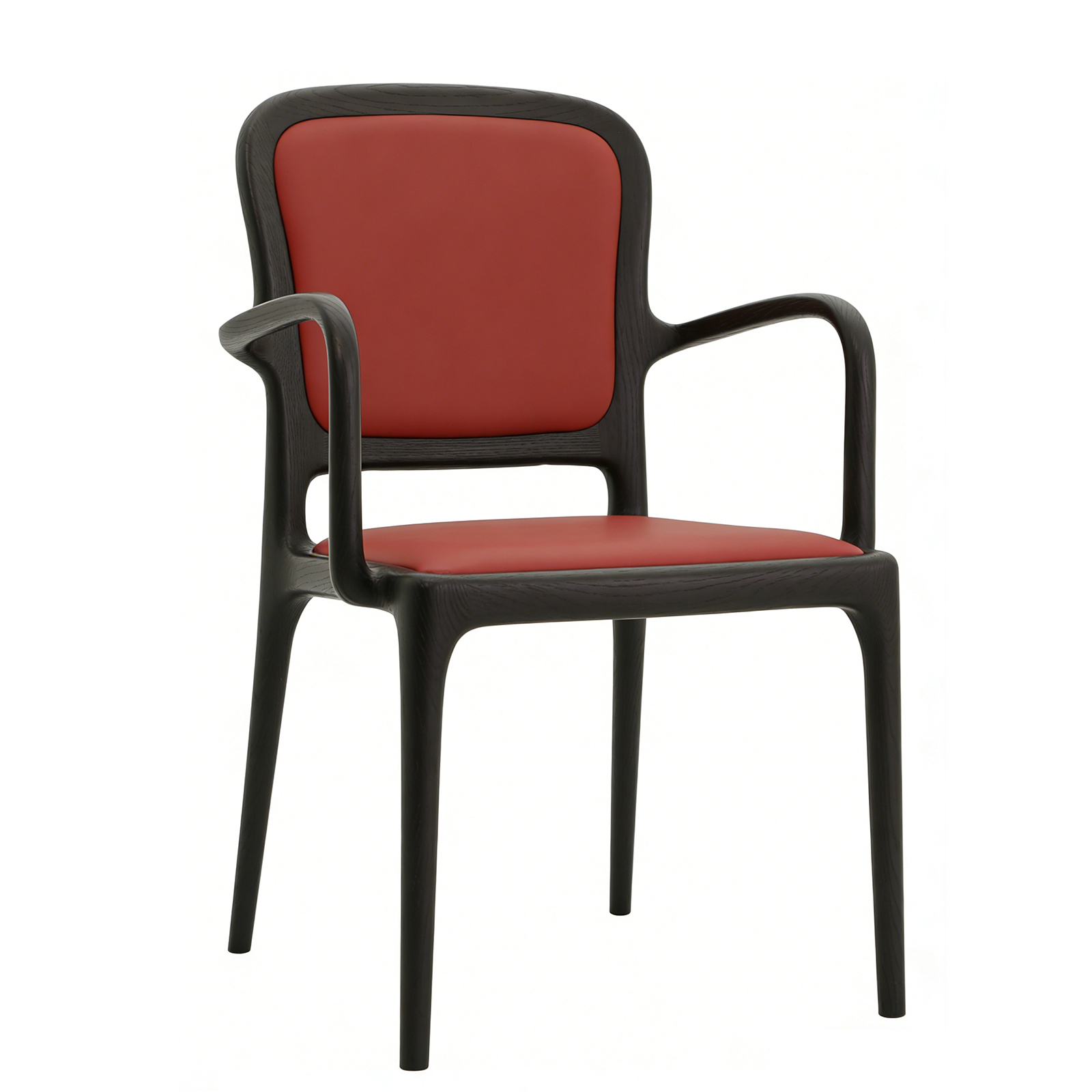 ブラックアッシュ無垢材 アームチェア｜マットブラック仕上げ・クッション座面・上質なデザインチェア