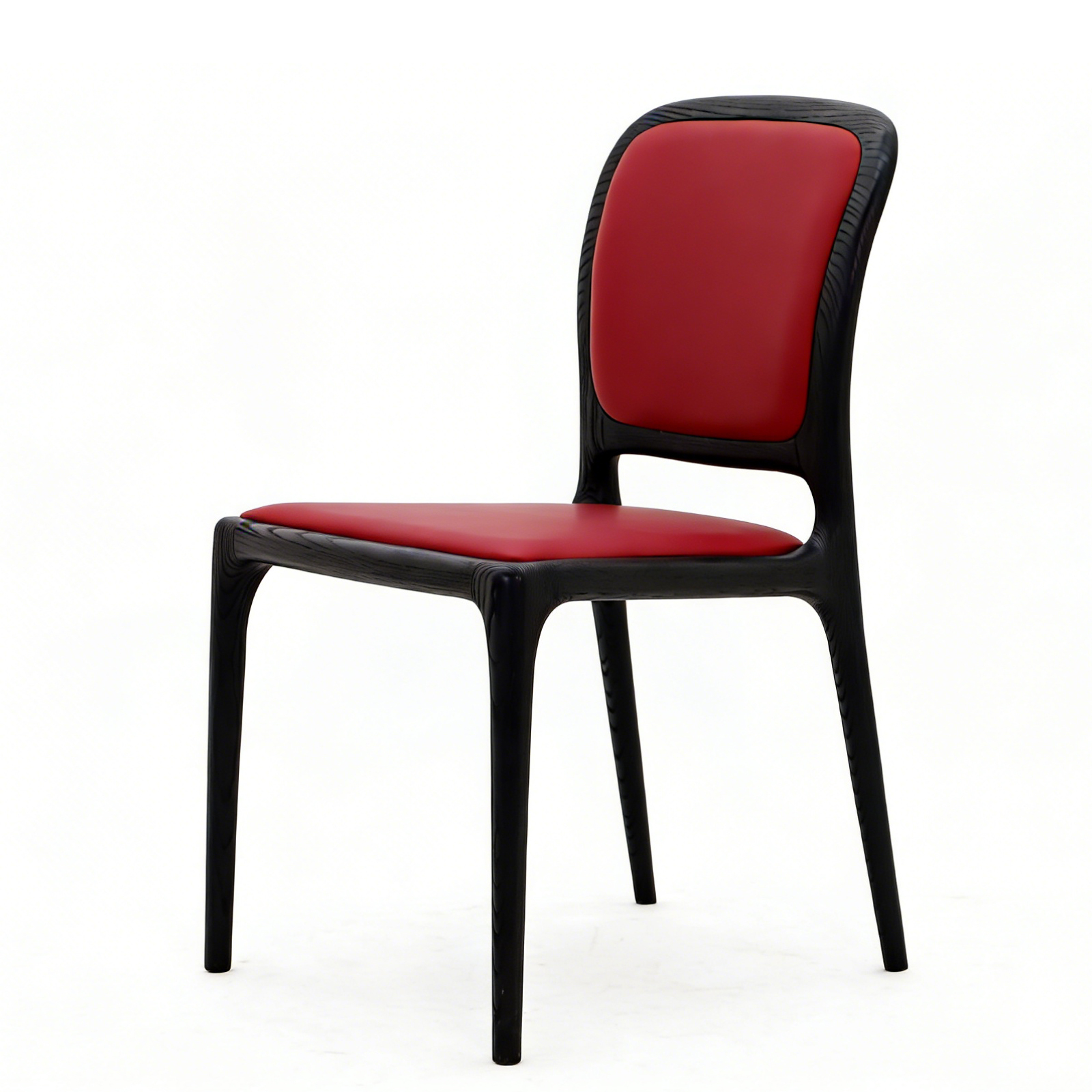 アッシュ無垢材 高級ダイニングチェア ブラックマット塗装 上質クッション仕様