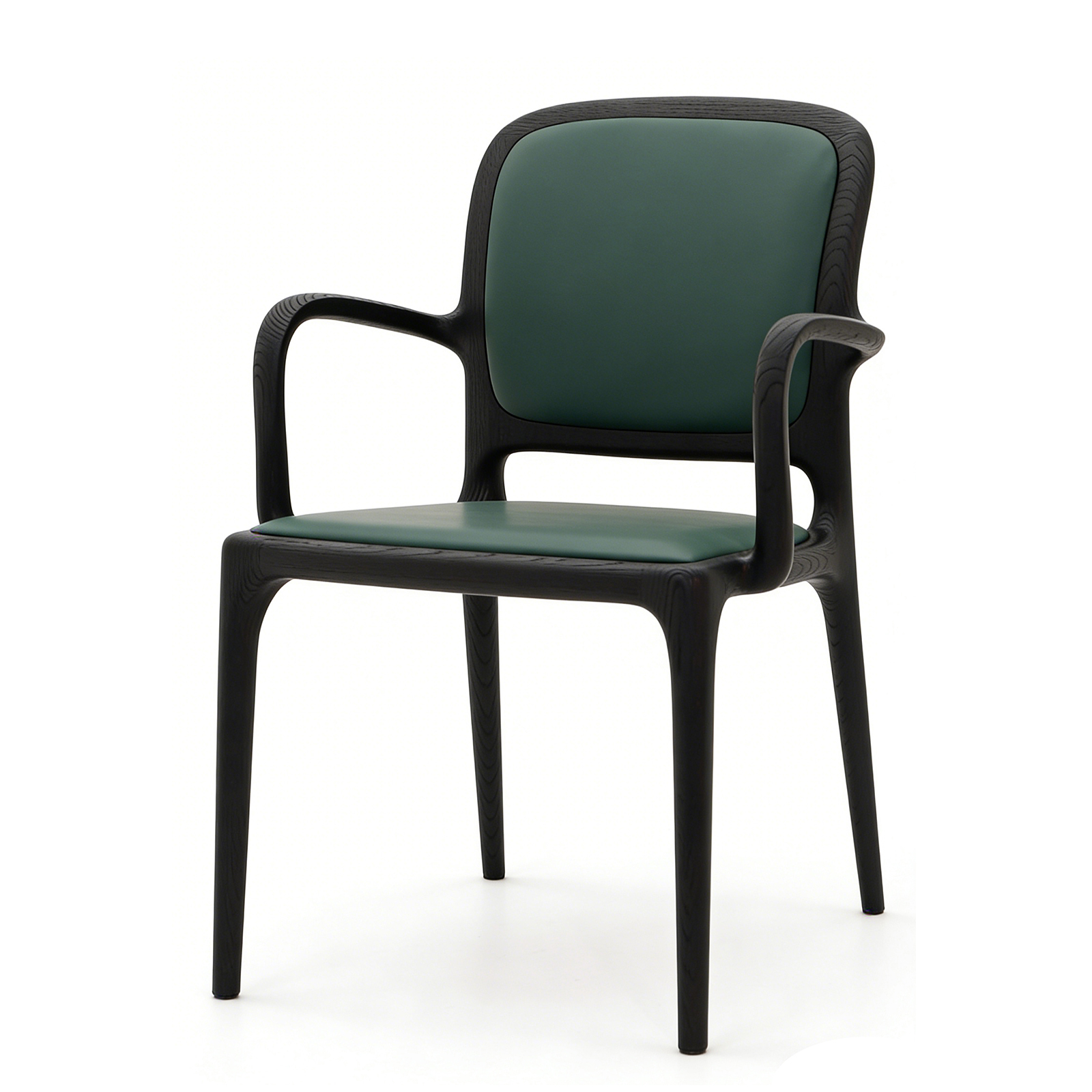 ブラックアッシュ無垢材 アームチェア｜マットブラック仕上げ・クッション座面・上質なデザインチェア