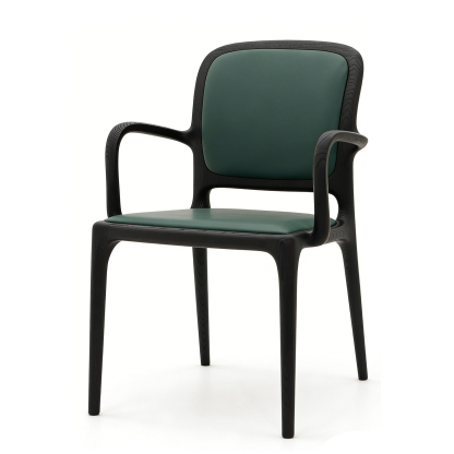 ブラックアッシュ無垢材 アームチェア｜マットブラック仕上げ・クッション座面・上質なデザインチェア