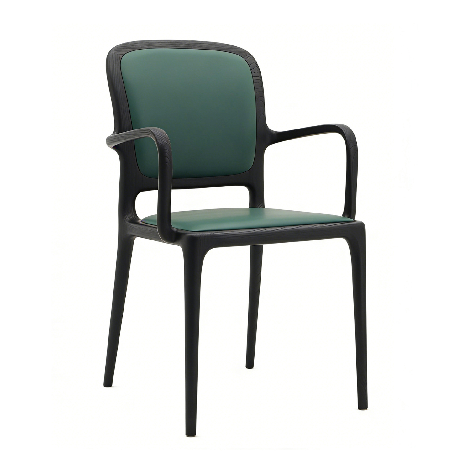 ブラックアッシュ無垢材 アームチェア｜マットブラック仕上げ・クッション座面・上質なデザインチェア