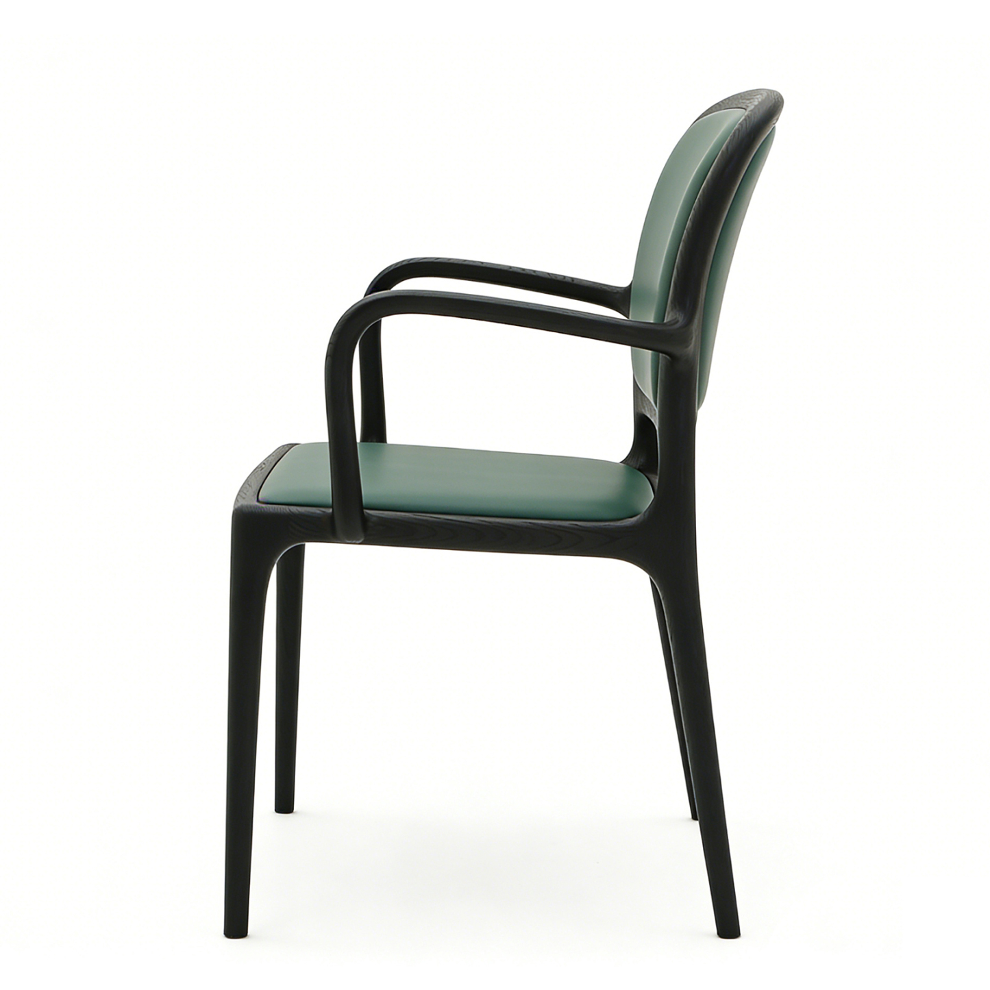 ブラックアッシュ無垢材 アームチェア｜マットブラック仕上げ・クッション座面・上質なデザインチェア