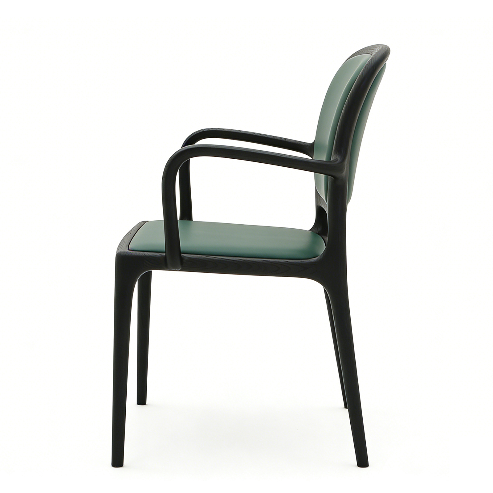 ブラックアッシュ無垢材 アームチェア｜マットブラック仕上げ・クッション座面・上質なデザインチェア