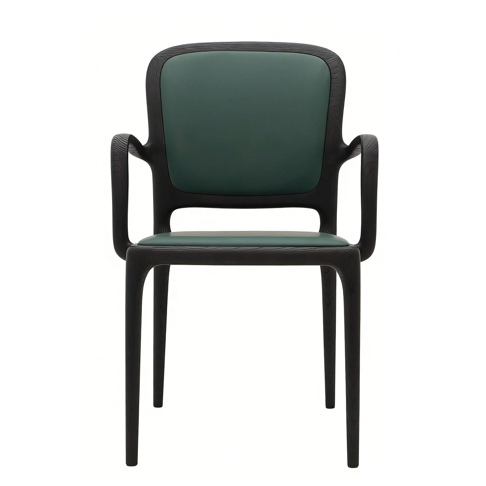 ブラックアッシュ無垢材 アームチェア｜マットブラック仕上げ・クッション座面・上質なデザインチェア