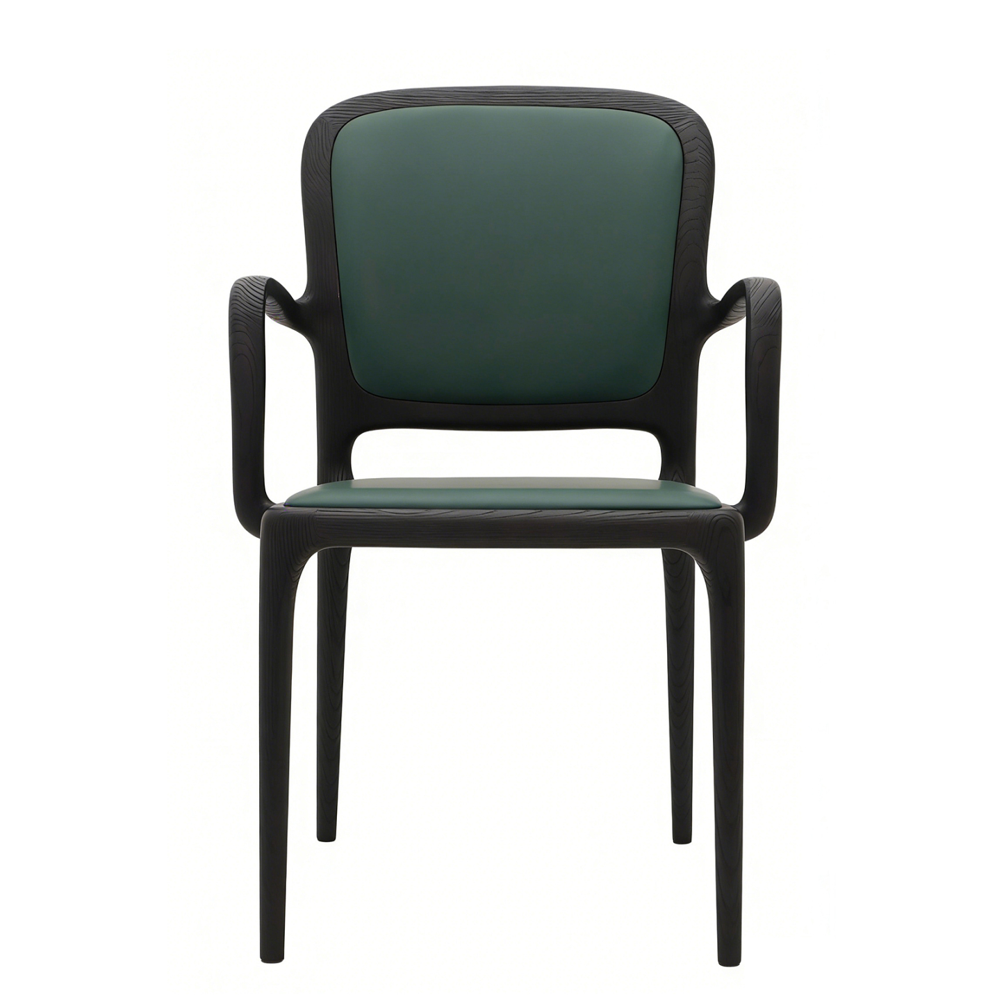 ブラックアッシュ無垢材 アームチェア｜マットブラック仕上げ・クッション座面・上質なデザインチェア