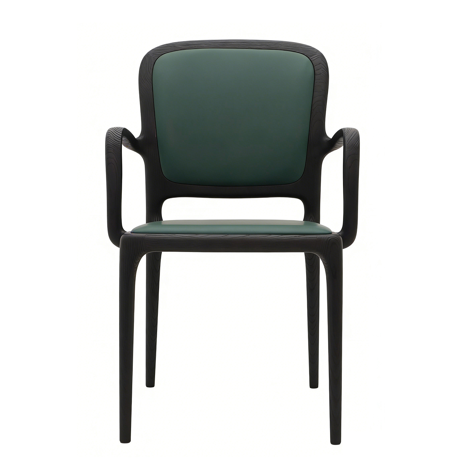 ブラックアッシュ無垢材 アームチェア｜マットブラック仕上げ・クッション座面・上質なデザインチェア