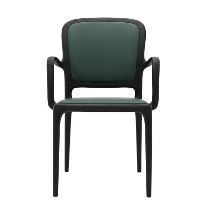 ブラックアッシュ無垢材 アームチェア｜マットブラック仕上げ・クッション座面・上質なデザインチェア