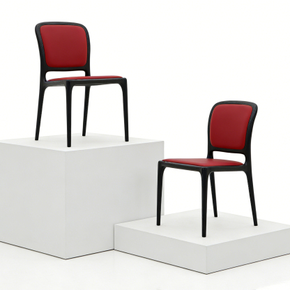 アッシュ無垢材 高級ダイニングチェア ブラックマット塗装 上質クッション仕様