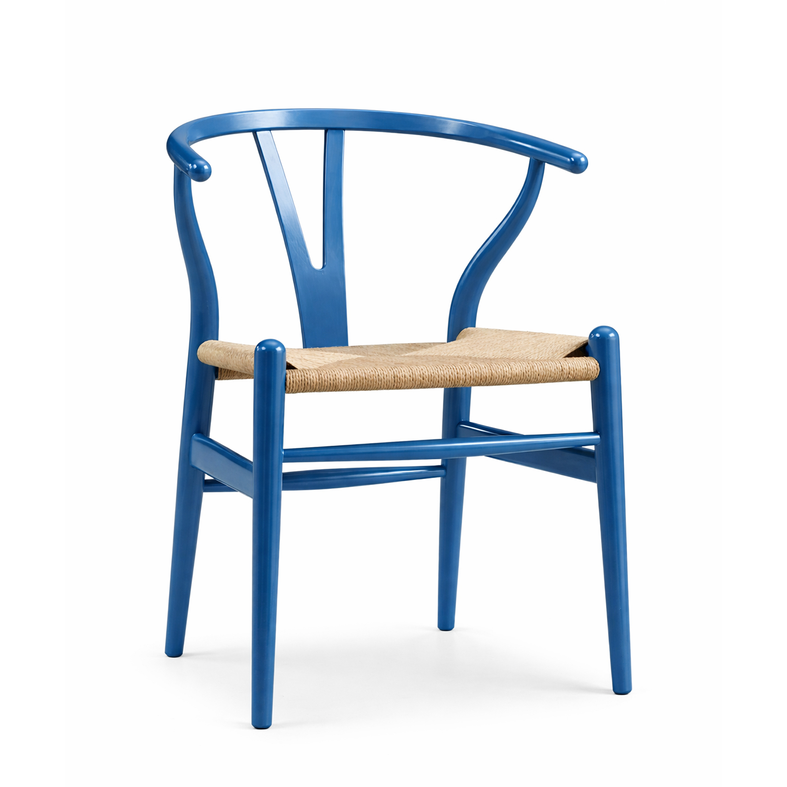 北米産ホワイトオーク無垢材アームチェア、ロイヤルブルー