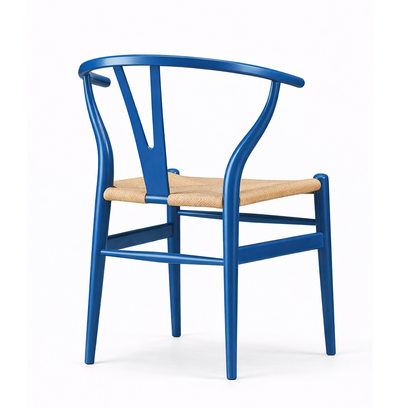 北米産ホワイトオーク無垢材アームチェア、ロイヤルブルー