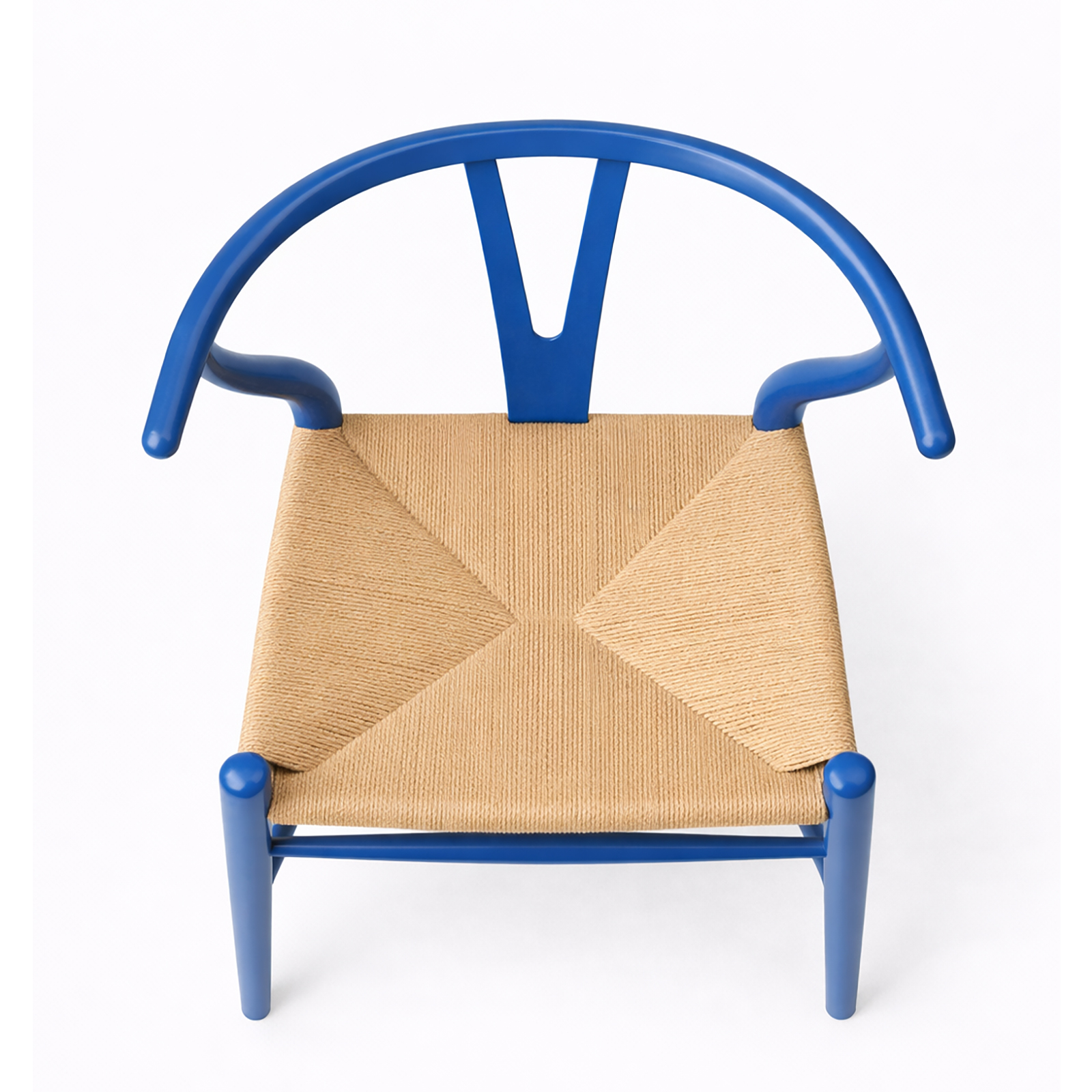 北米産ホワイトオーク無垢材アームチェア、ロイヤルブルー