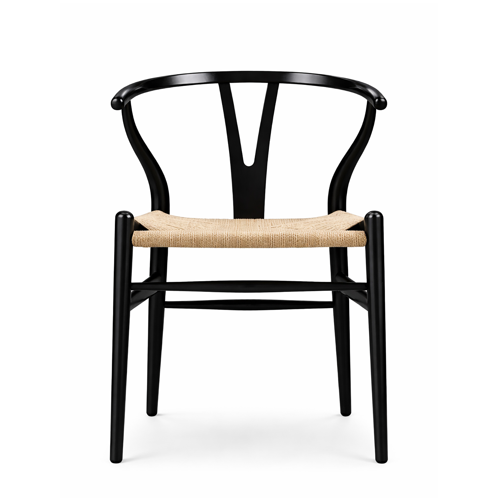 北米産ホワイトオーク無垢材アームチェア、ブラック