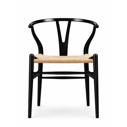 北米産ホワイトオーク無垢材アームチェア、ブラック