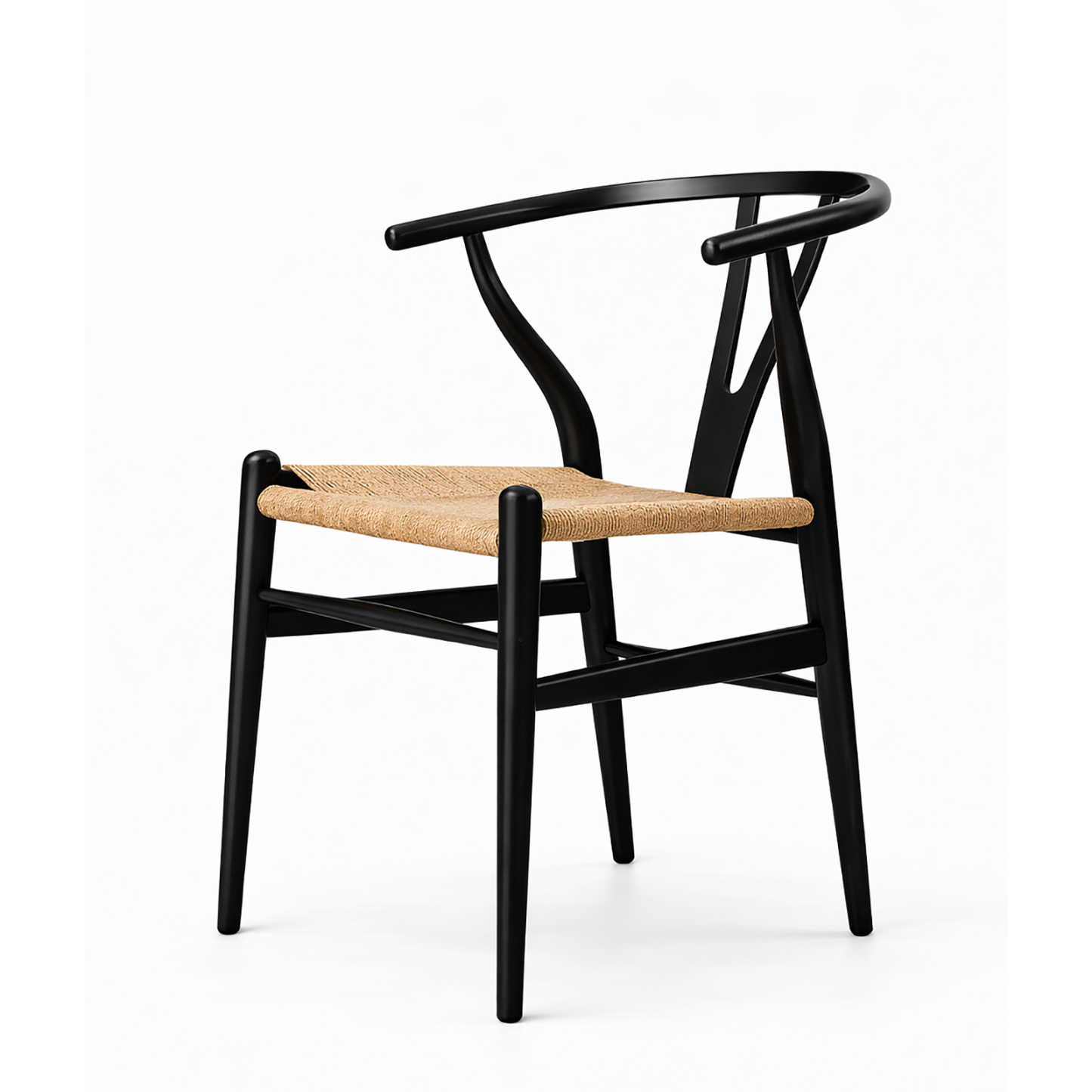 北米産ホワイトオーク無垢材アームチェア、ブラック