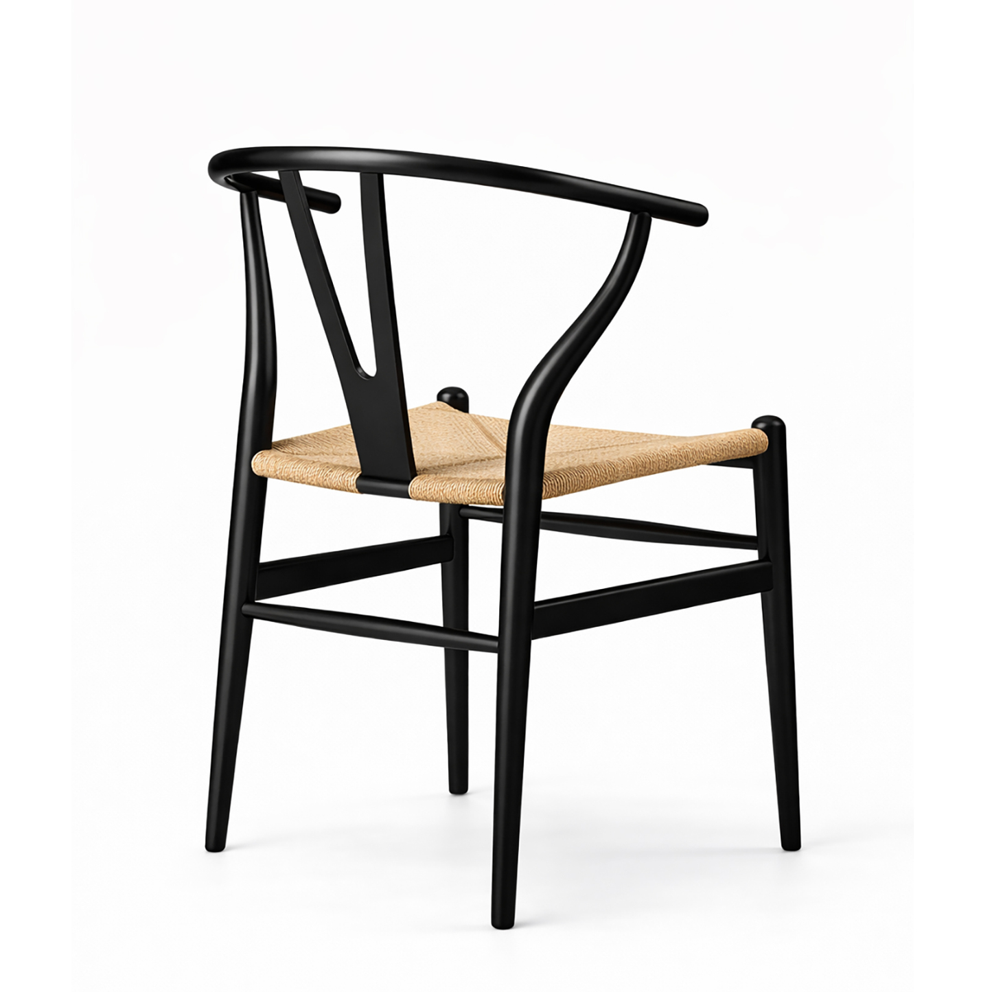 北米産ホワイトオーク無垢材アームチェア、ブラック