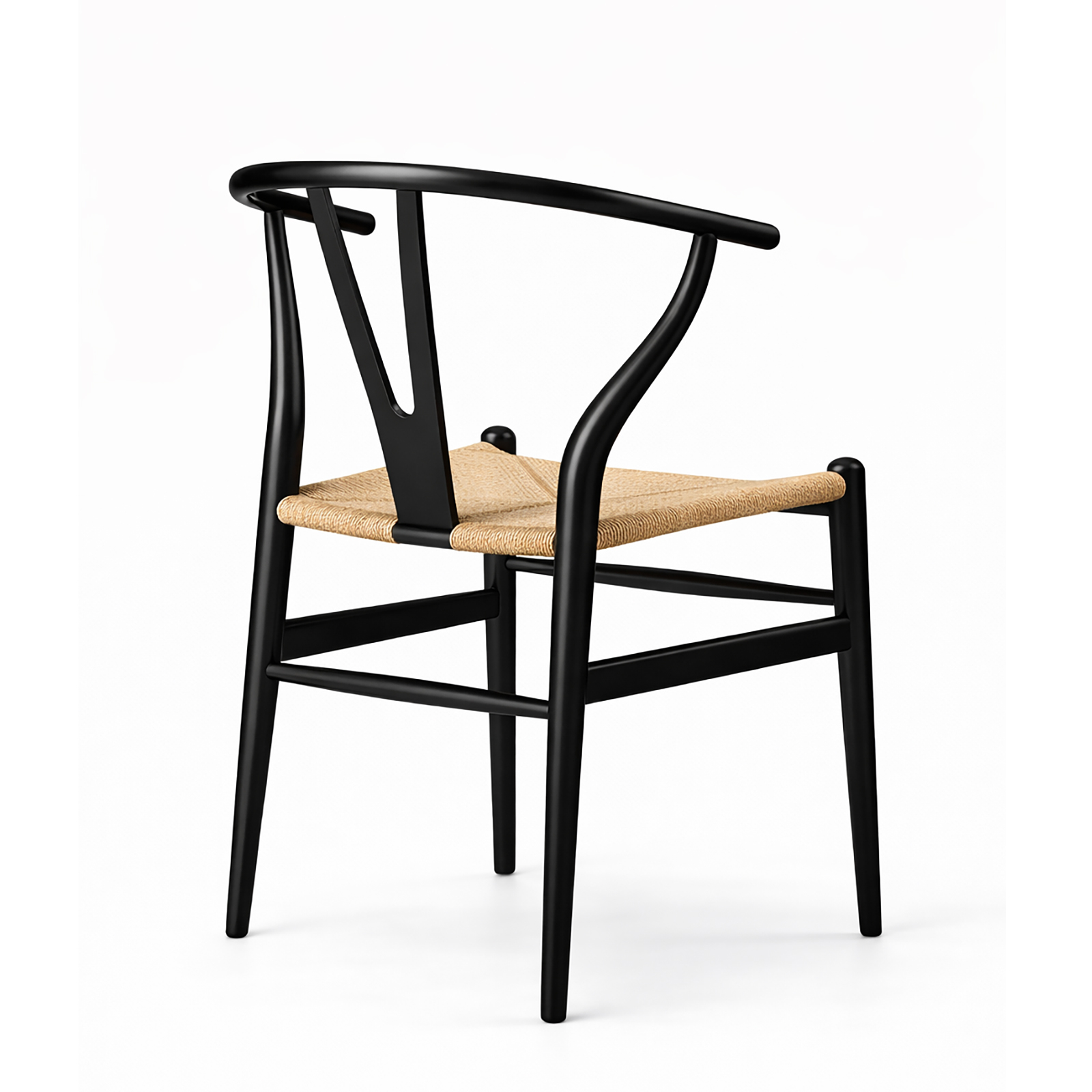 北米産ホワイトオーク無垢材アームチェア、ブラック