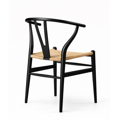 北米産ホワイトオーク無垢材アームチェア、ブラック