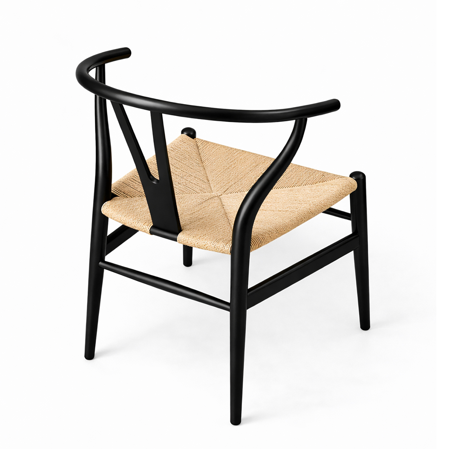 北米産ホワイトオーク無垢材アームチェア、ブラック