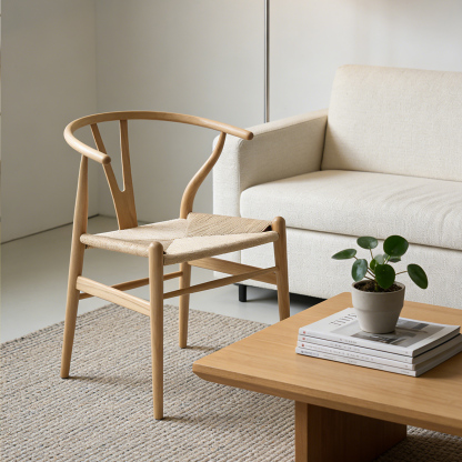 北米産ホワイトアッシュ無垢材 Yバックアームチェア