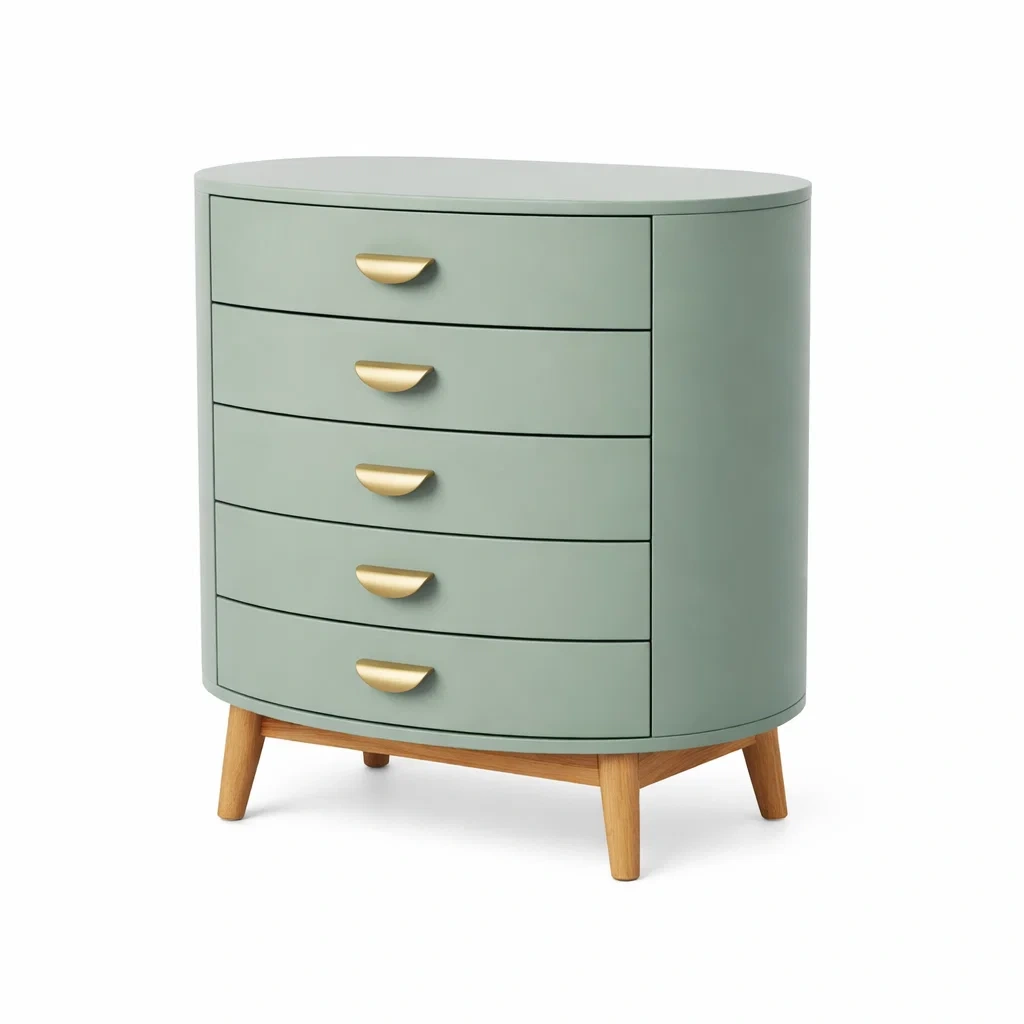 Light Green Curved Drawer Chest-vividvast