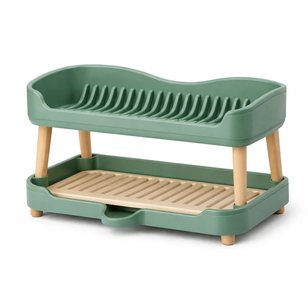 Two Tier Plastic Dish Drying Rack-vividvast