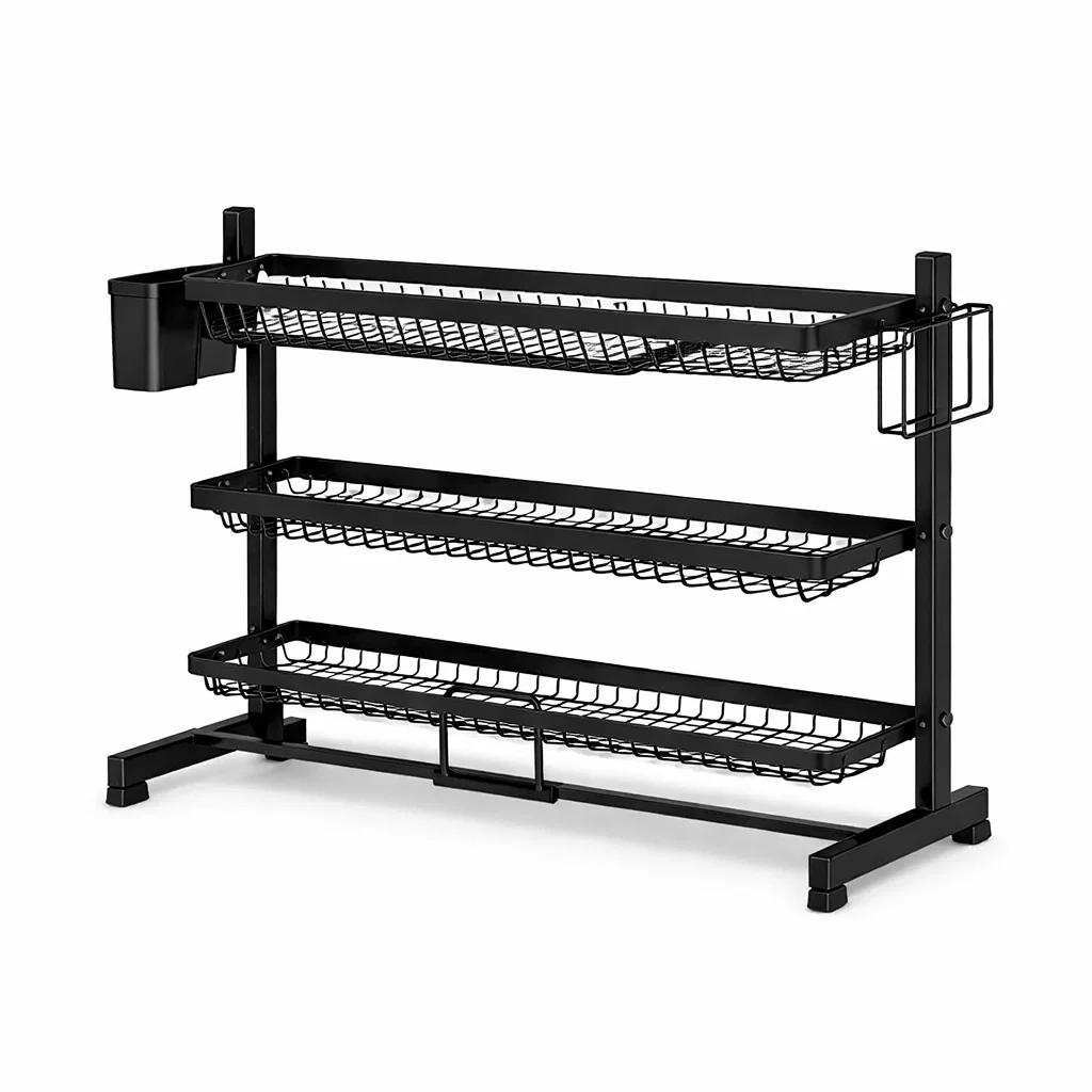 Three Tier Metal Dish Drying Rack-vividvast