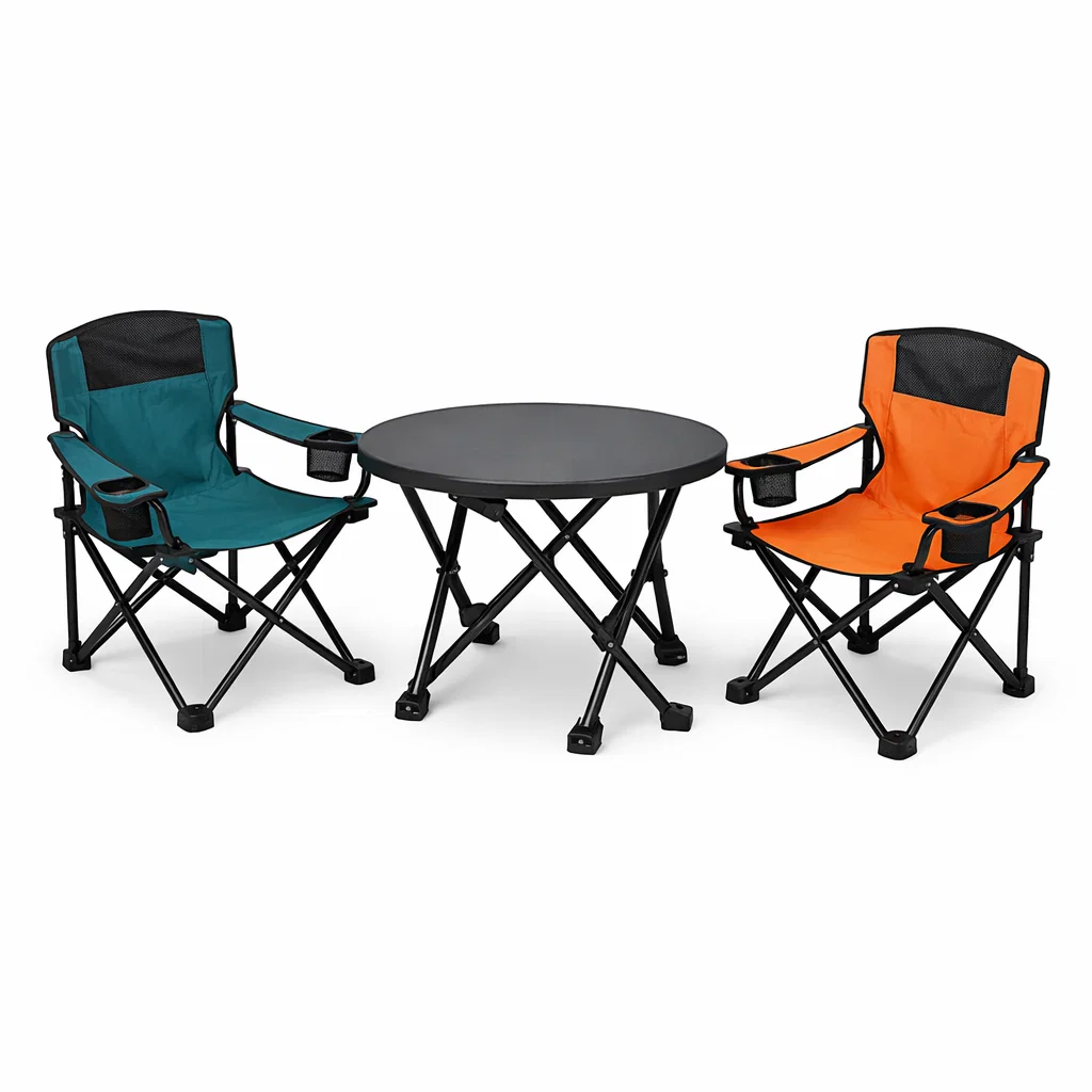Black Round Table and Chair Set-vividvast
