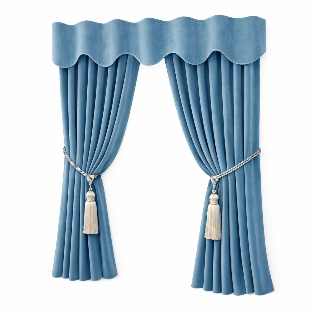 Classic Blue Tieback Curtain Set-hearthbrim