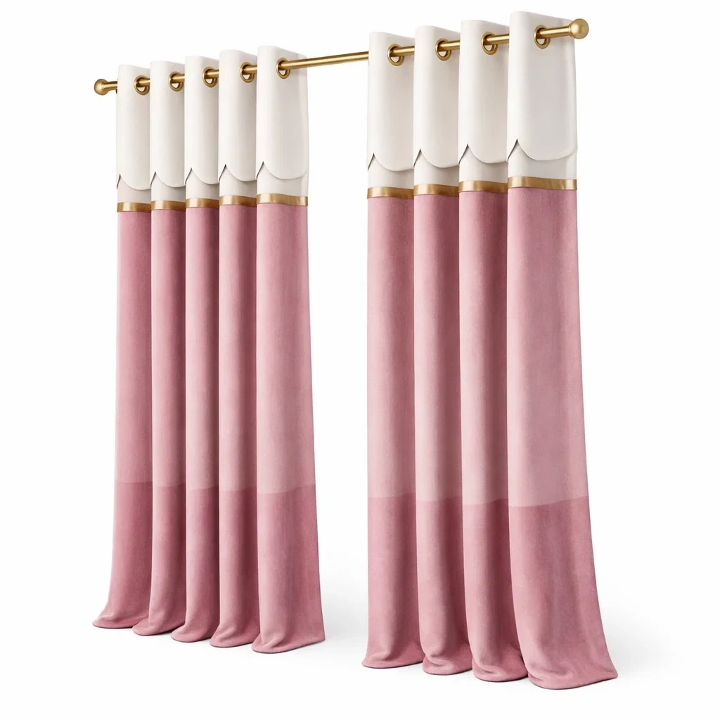 Two Tone Pink and White Curtain Set-hearthbrim