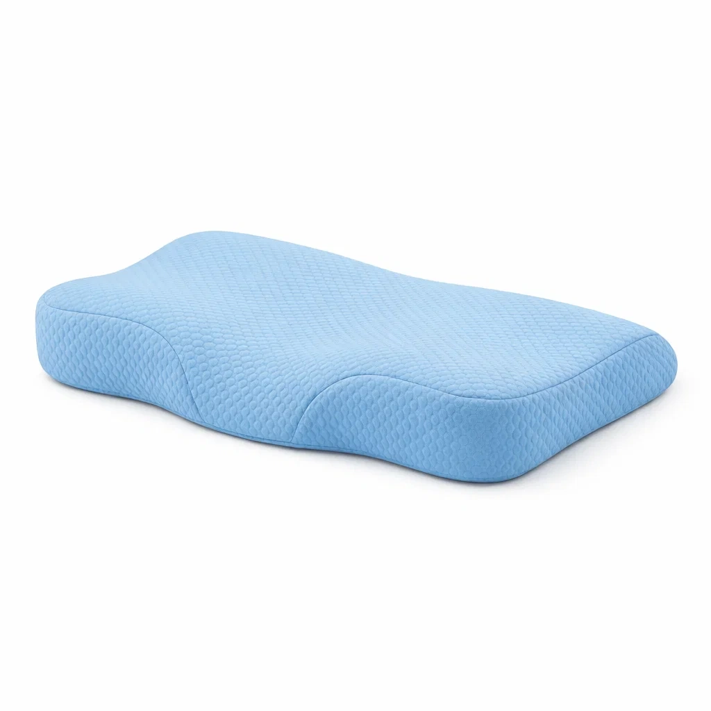 Contoured Memory Foam Pillow-Light Blue-hearthbrim