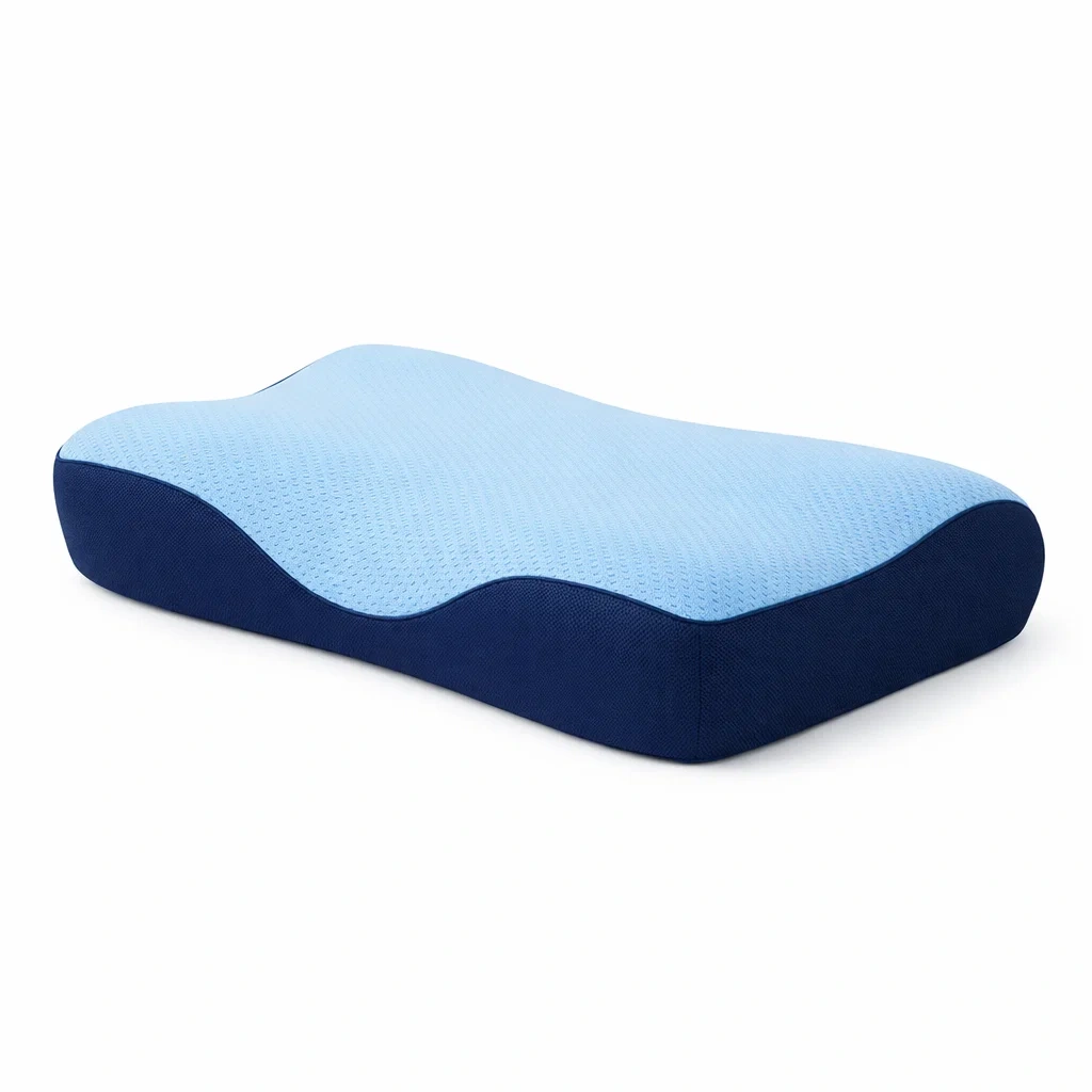 Contoured Memory Foam Pillow- Light Blue